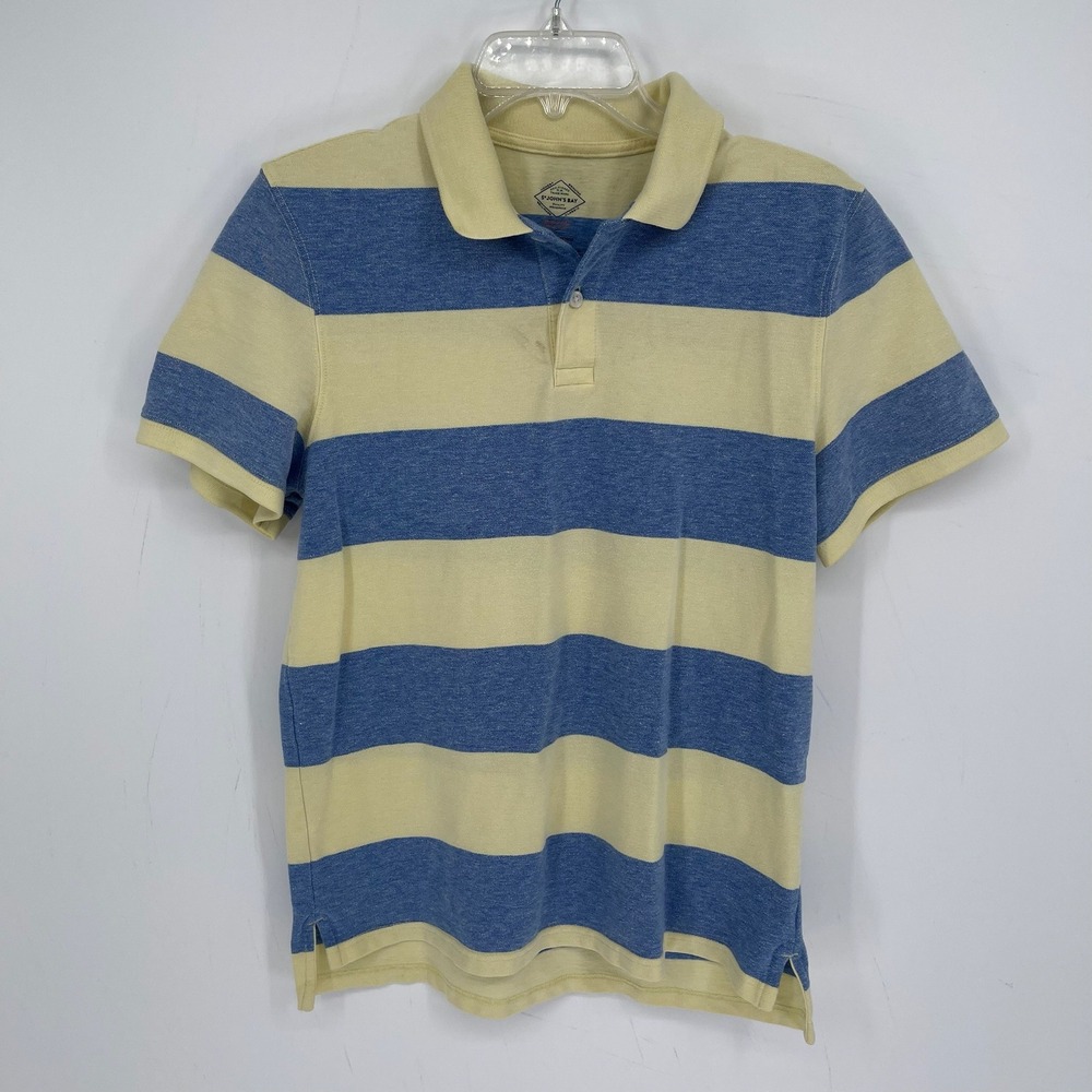 St. John's Bay Men's Blue Striped Stretch Preppy Short Sleeve Polo Shirt Size S